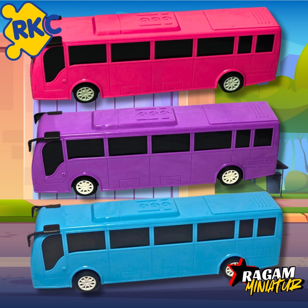 Mainan Anak Miniatur Mobil Bus Mania Polos / Bus Miniatur RKC Polos | Mainan Bus Plastik untuk Custo