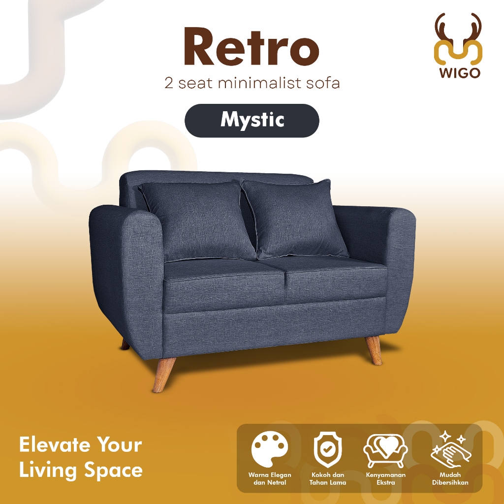 Citra Furniture WIGO ® Sofa Minimalis 2 Dudukan Seater Retro Scandinavian Vintage Mystic CTR1