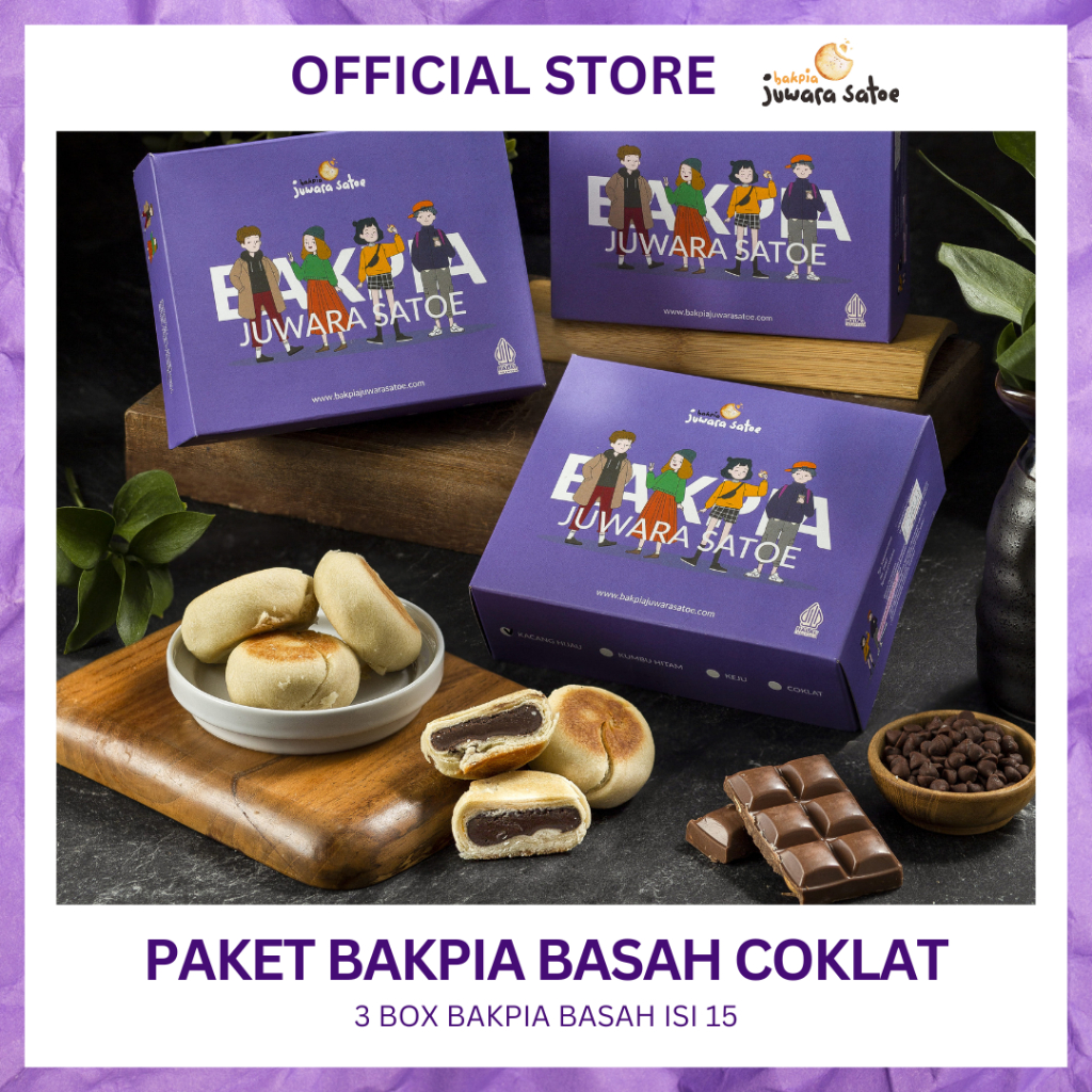 

BAKPIA JUWARA SATOE [ 3 Box ] Paket Bakpia Basah Coklat - Khas Jogja
