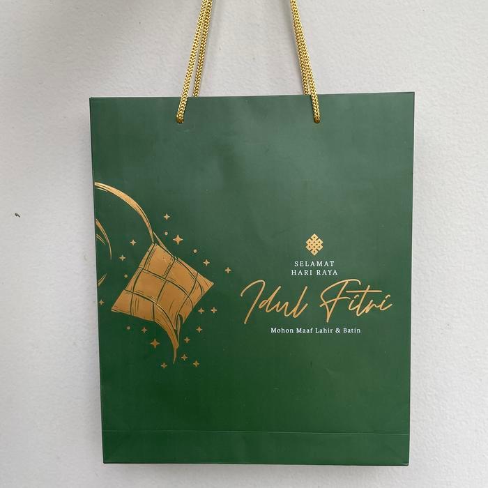 

Paperbag Dus Kue Nastar edisi ketupat Idul Fitri ukuran 23 5x8x28 PxLxT cm
