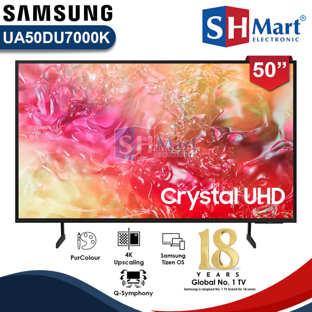 SMART TV SAMSUNG 50 INCH 50DU7000 CRYSTAL UHD 4K GARANSI RESMI (MEDAN)