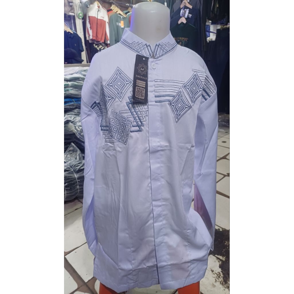 Baju Koko Anak Tanggung putih lengan panjang dan pendek al wafa uk 13.14.15 ,Koko anak Al Wafa Lenga