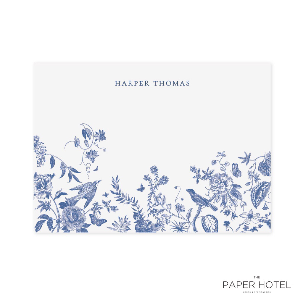 

1 Sided Notecard - The Blue Bird (Personalized Initials/Name, 16 pcs)