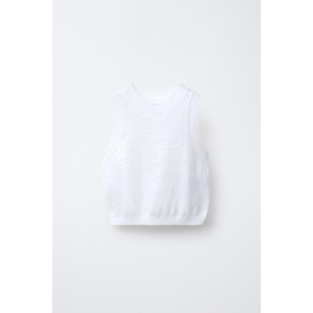 ZARA TOP RAJUTAN ANEKA PAYET Top rajutan dengan kerah bundar dan kerung lengan