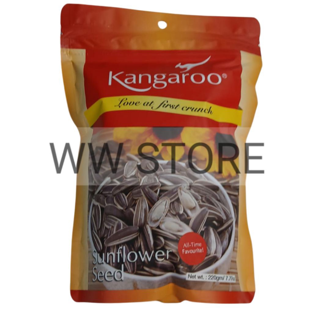 

Cemilan snek makanan ringan kuaci kwaci biji bunga matahari halal MUI Kangaroo Sunflower Seed Seeds 220g