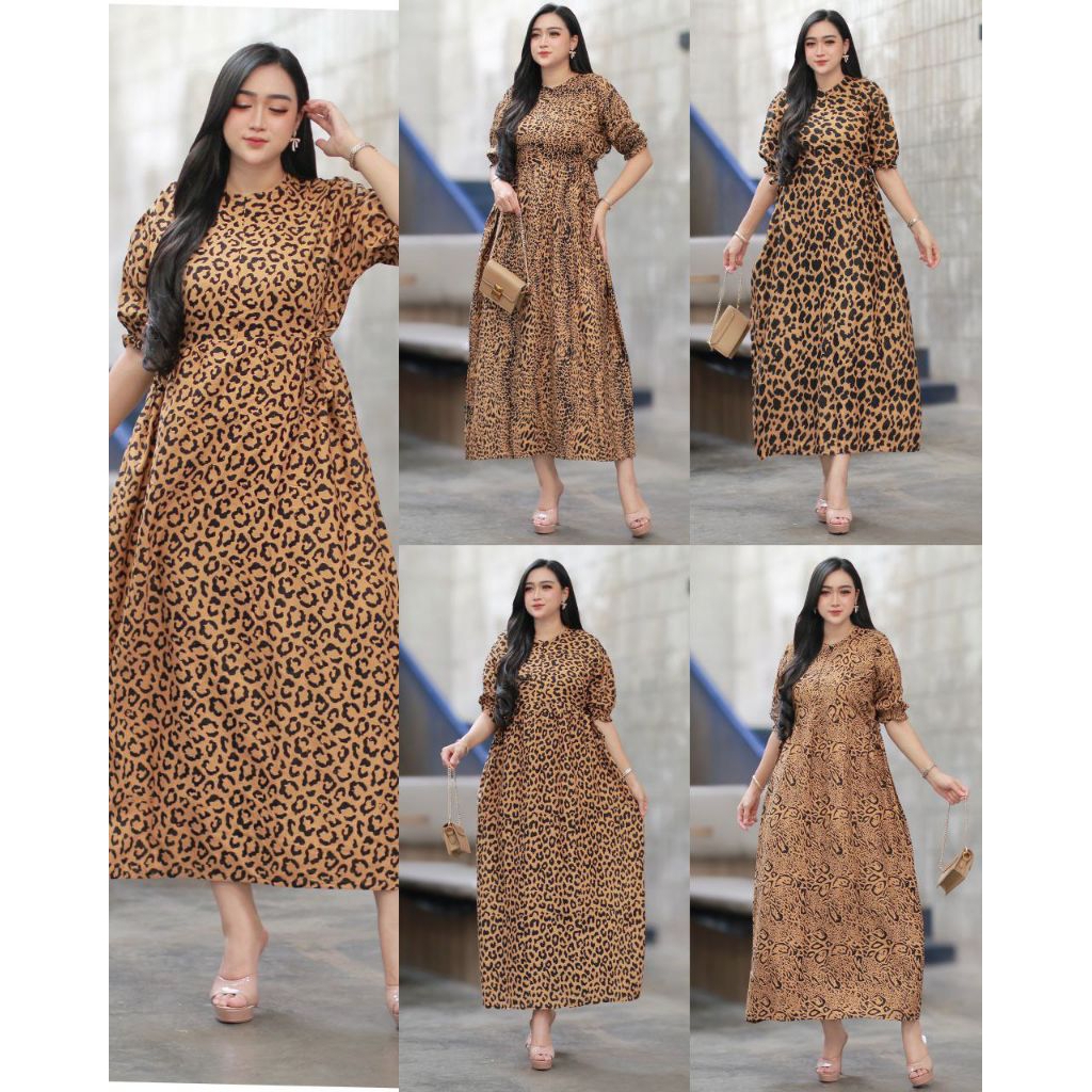 daster wanita kekinian/dress motif leopard/daster singa