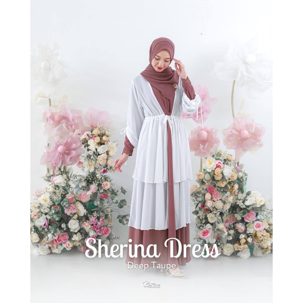 Sherina Dress Remaja Kekinian Muslim Free Pashmina by Larose Moslem