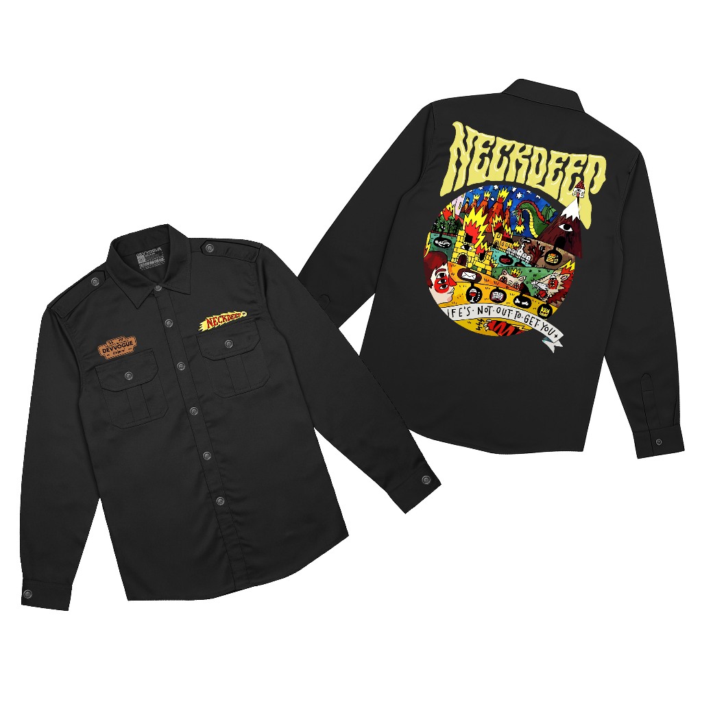 Devvogue Workshirt Pria Neckdeep Circle Pdh Lengan Panjang Bahan American Drill