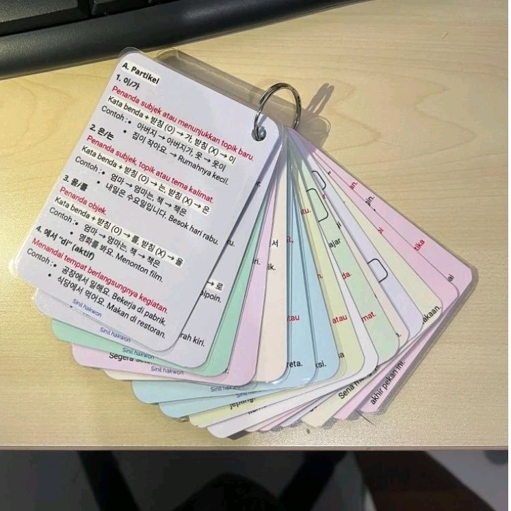 Flashcards Tata Bahasa Korea Edisi Khusus Grammar Yang Sering Keluar di Ujian EPS Topik & Topik 1 De
