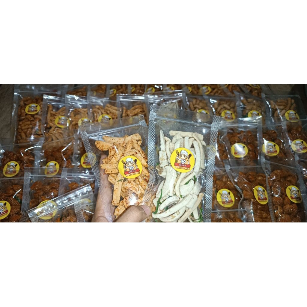 

basreng pedas daun jeruk,makaroni bantat,basreng kemplangg,