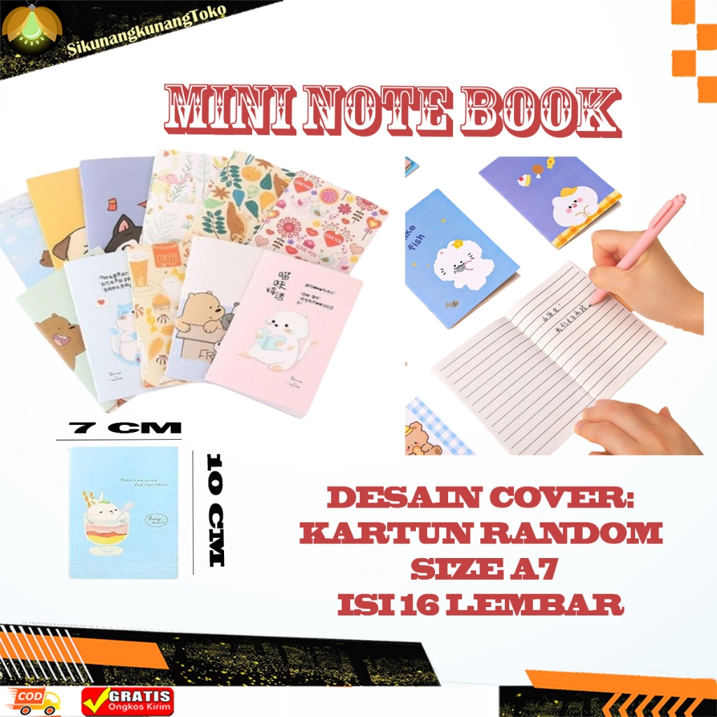 

(skn) Notebook Mini Buku Tulis Motif kartun notepad cartoon book karakter memo kecil