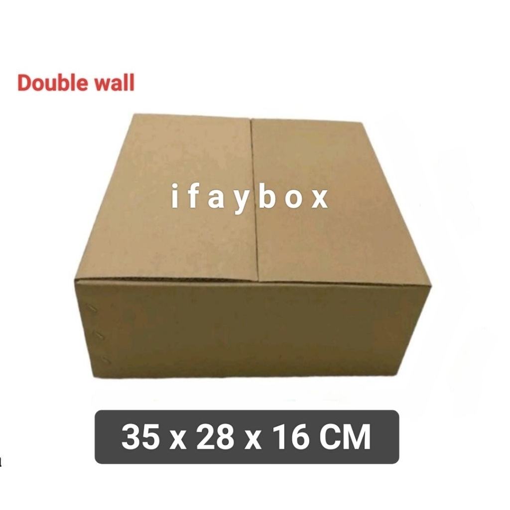 

Kardus box Uk. 35x28x16 cm Double wall polos
