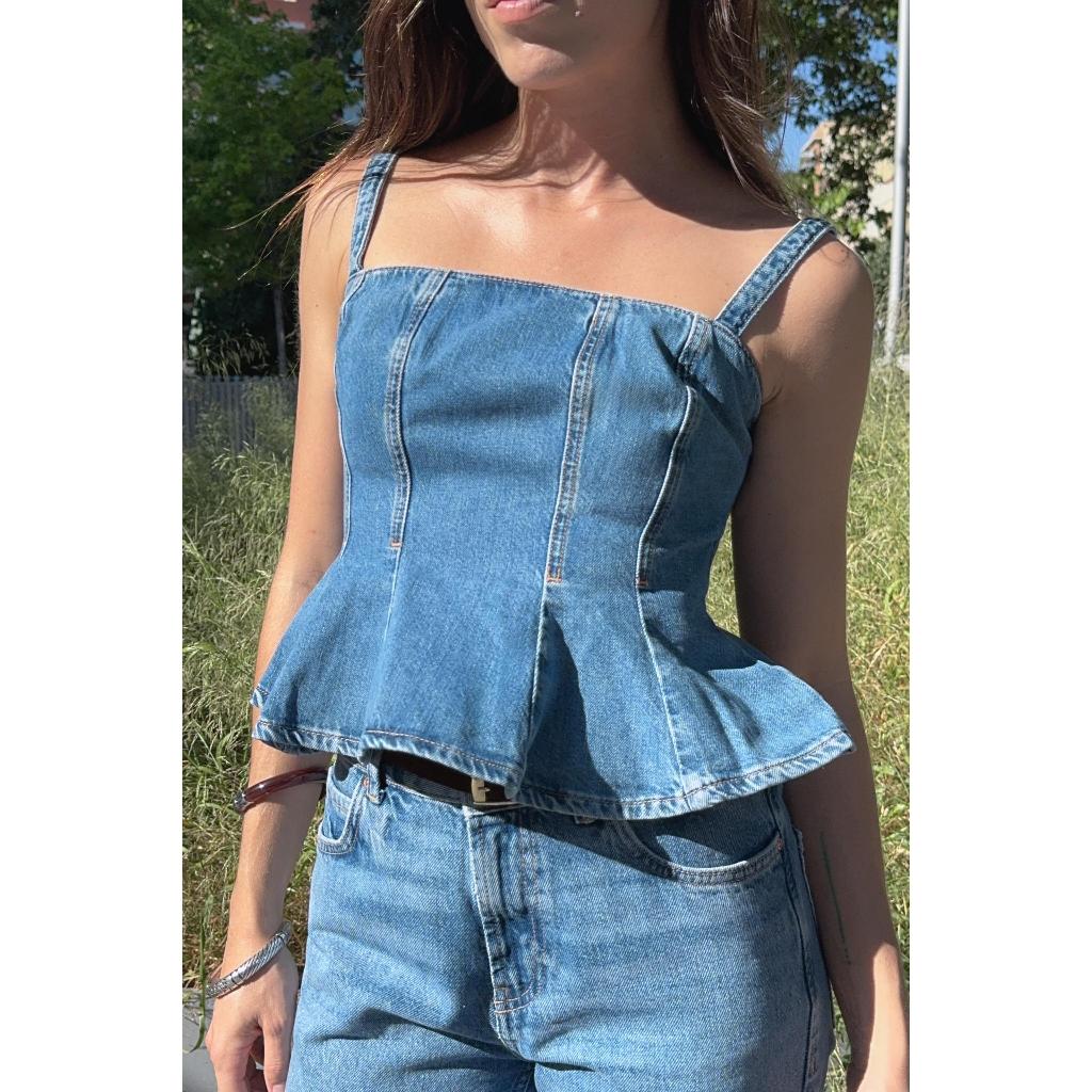 ZARA TOP Z1975 DENIM TALI BAHU