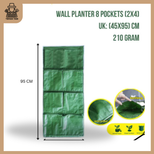Wall Planter Bag 8 Kantong Pot Dinding Hijau Planter Bag Vertical / Wall Planter Bag