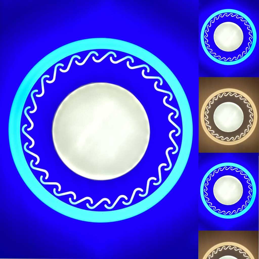 LED Panel Plafon Ornament | Lampu Hiasan Plafon Dua warna Dilengkapi Dengan Ornament Ombak | Lampu L