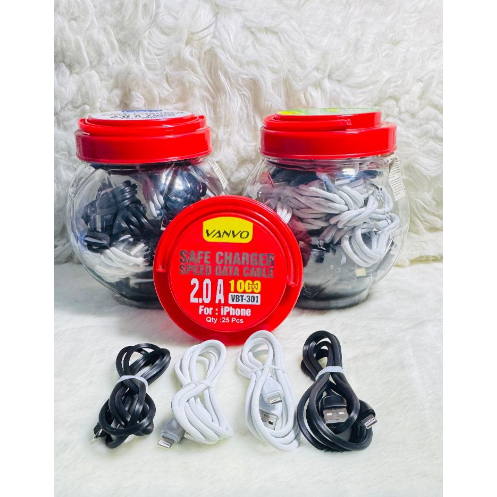 KABEL DATA VANVO VBT-301 LIGHTNING 1 TOPLES ISI 25PCS CHARGER