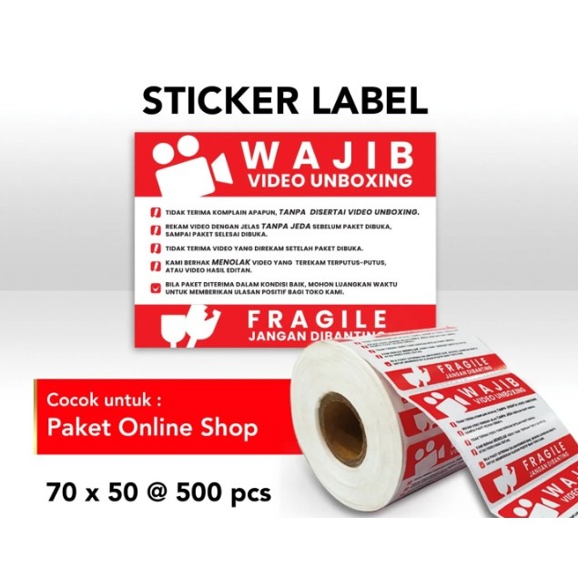 

Label Sticker Unboxing Fragile BLUEPRINT 70x50 mm isi 500