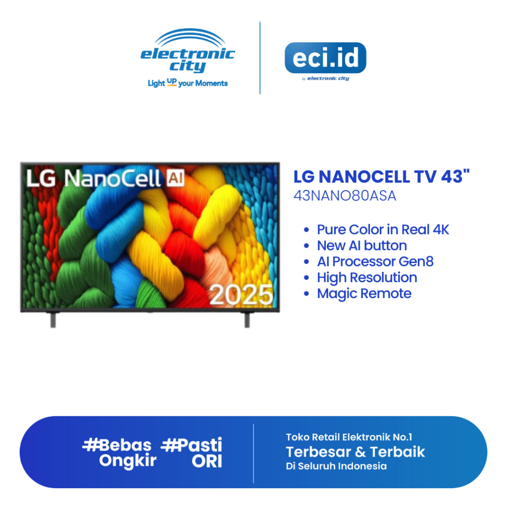LG 43 Inch 4K Nanocell Smart TV - 43NANO80ASA