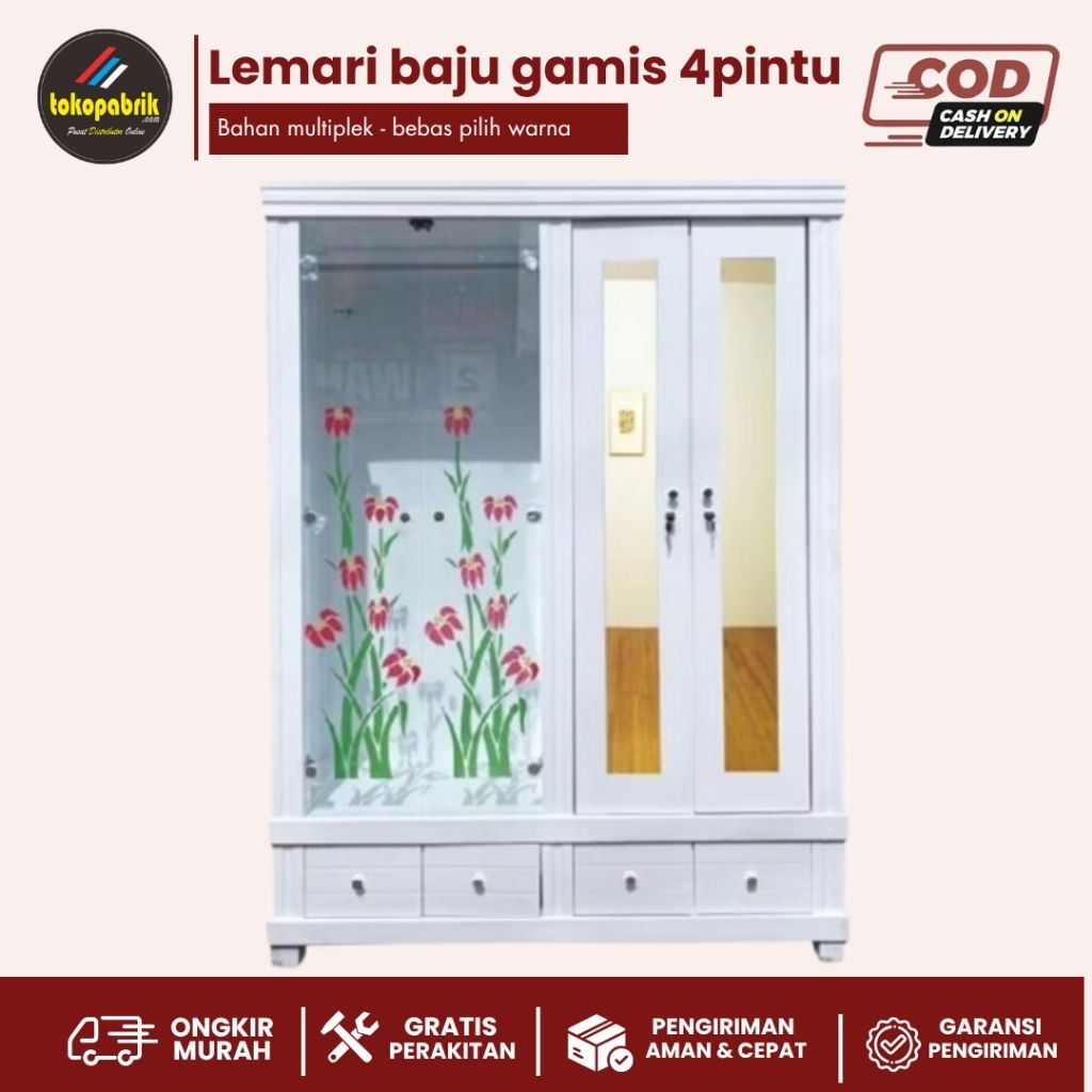 Lemari gamis 4pintu lemari hias 4pintu lemari tas lemari kaca lemari 4pintu lemari murah tasik