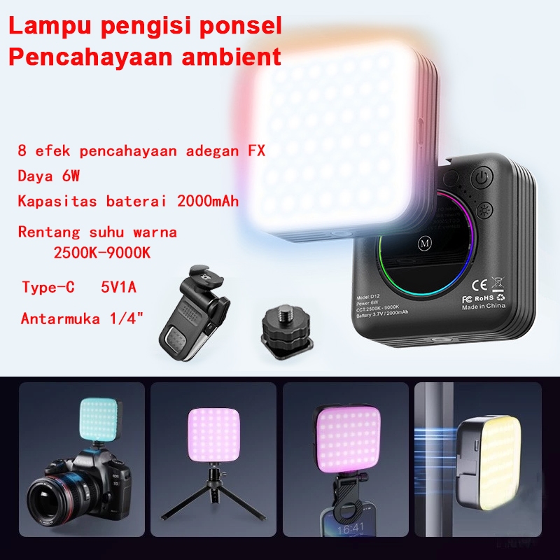 RGB LED Lampu Mini Video Lighting Konten Kreator LED Lampu Sorot Lighting Studio Video Live Vlog Han