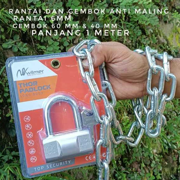 Gembok Bantal Dan Rantai 6mm / Gembok Per Balok Oval Tas Murah / Rantai Dan Gembok Pagar / Gembok Mu