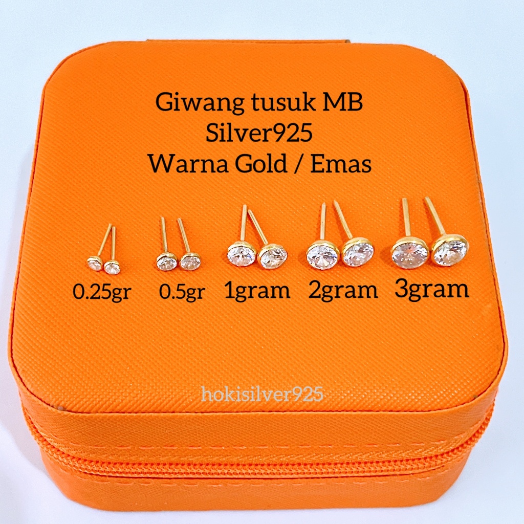 Anting Perak Asli Silver 925 Lapis Emas Model Tusuk Giwang Mata Burung - Anting Wanita