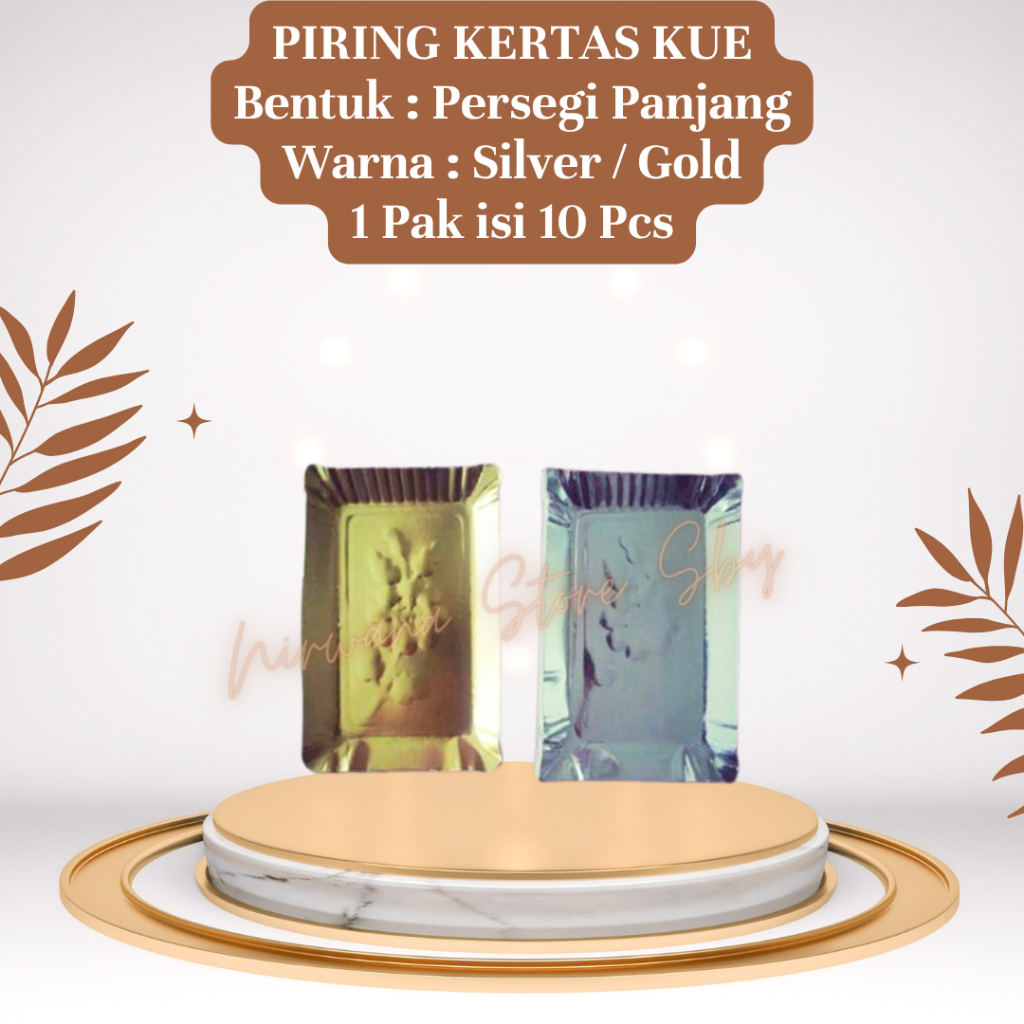 PIRING KERTAS PERSEGI PANJANG PERAK / SAMIR SILVER / GOLD / PIRING KUE