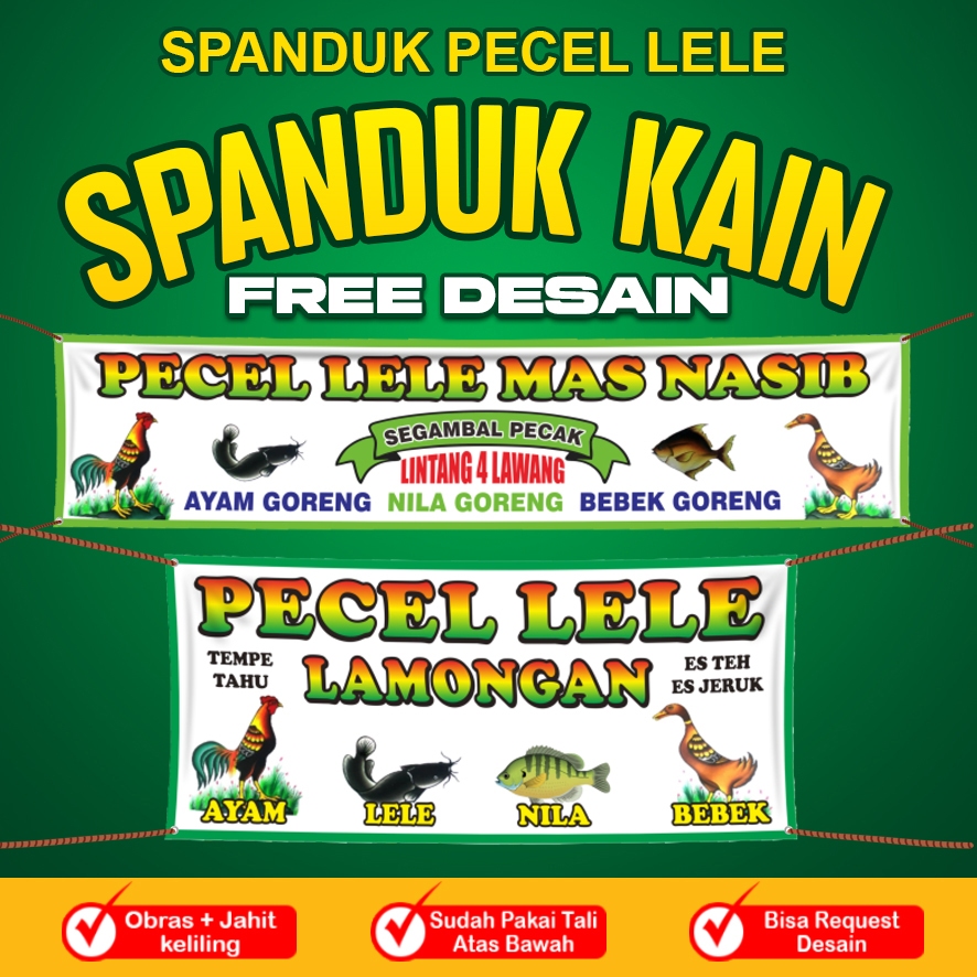 Spanduk Kain Pecel Lele / Sari Laut - BAHAN KAIN TC LOKAL / SPANDUK PECEL LELE KAIN / UMBUL-UMBUL / 