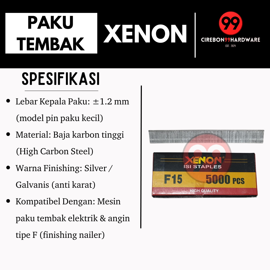 

Paku Tembak Merk Xenon F15 F20 F25 F30 Isi Stapler Refill Paku Tembak