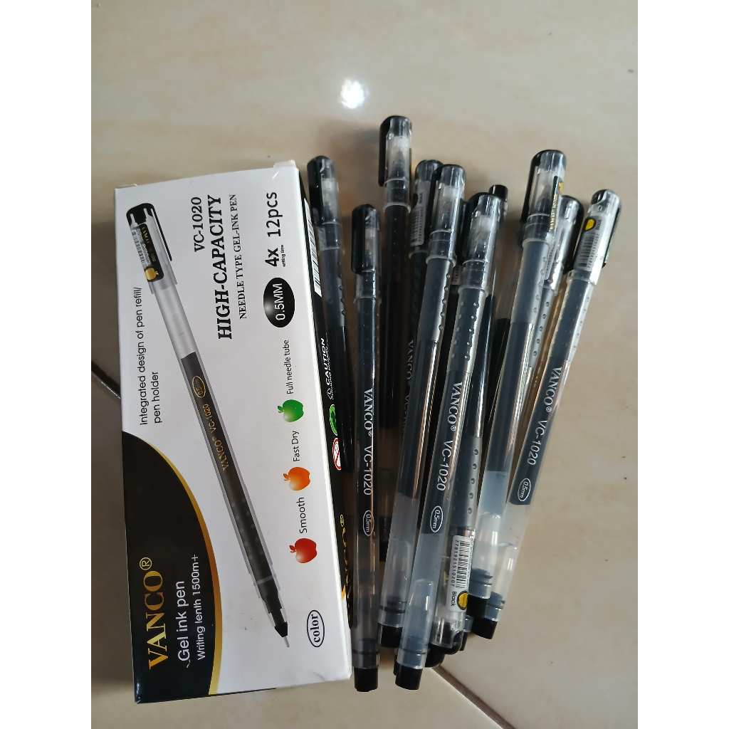 

(12 PCS) PULPEN GEL BLACK VC-1020 VANCO (0.5mm) / GEL PEN / PENA GROSIRAN