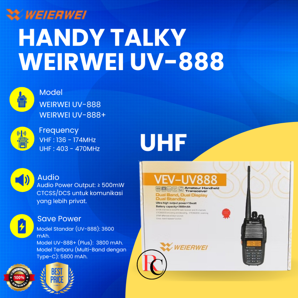 JUAL HT WEIRWEI UV888 - HT WEIRWEI UV888 DUALBAND ORIGINAL