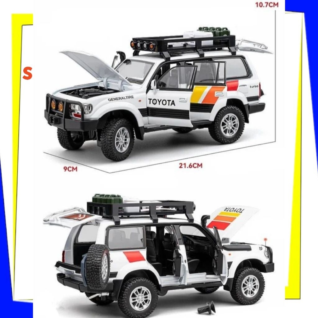 Mainan Diecast Mobil toyota Land Cruiser LC80 Skala1/24 Mainan Anak Mobil toyota