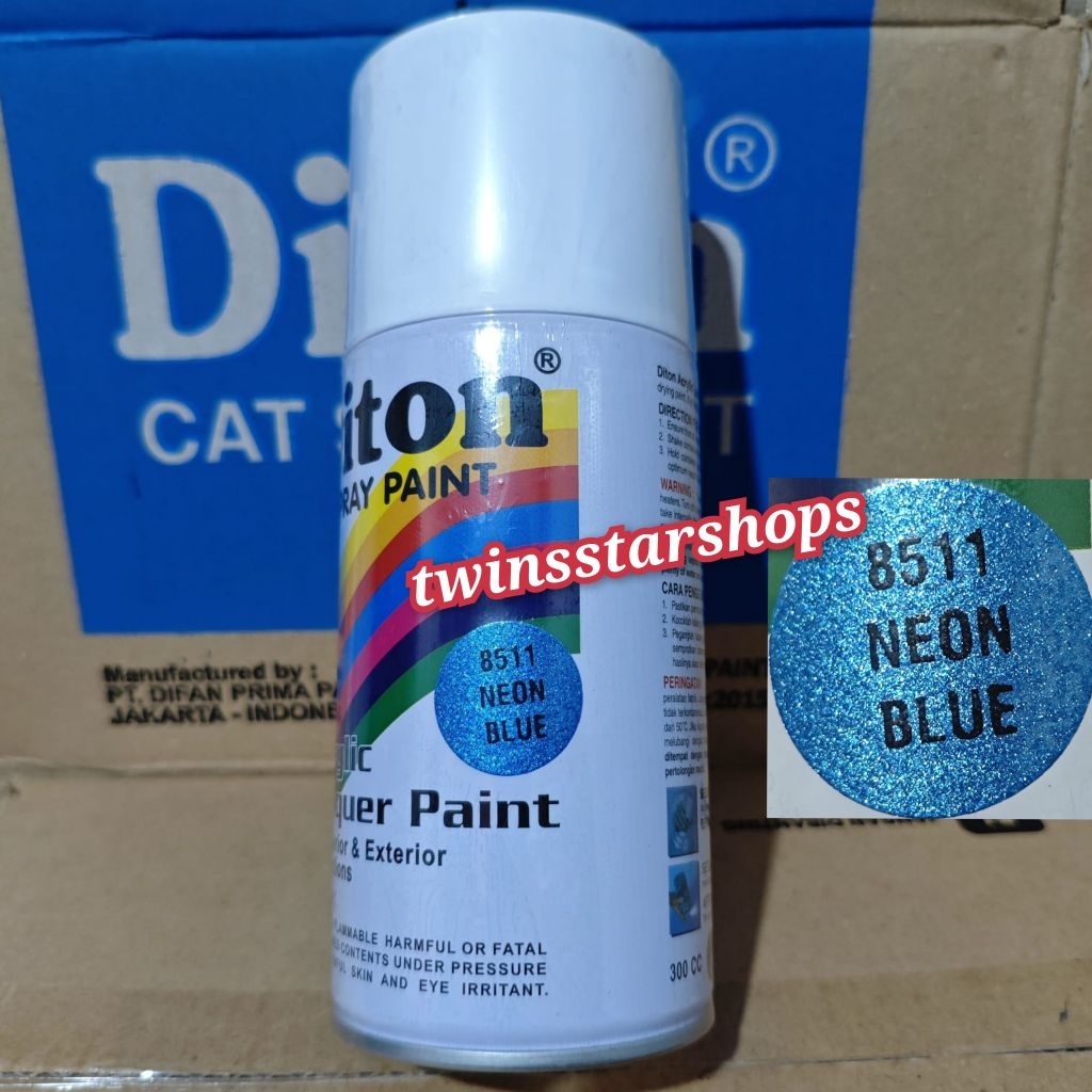 Pilok Pilox Pylox Cat Diton Biru Metalik Neon Blue 8511 Metalic Glossy Mengkilap Spray Paint 300cc