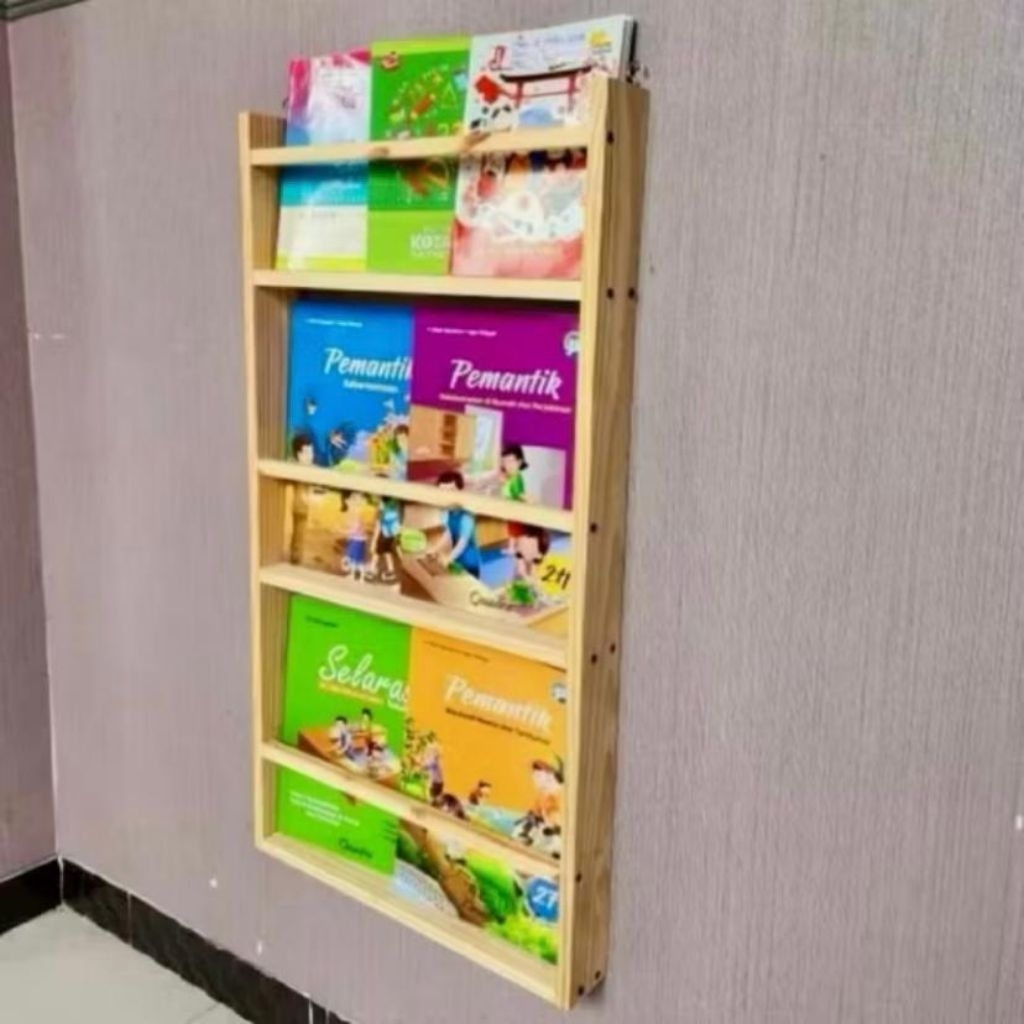 Rak buku 3 susun tempel dinding tempat buku dinding gantung rak buku tingkat