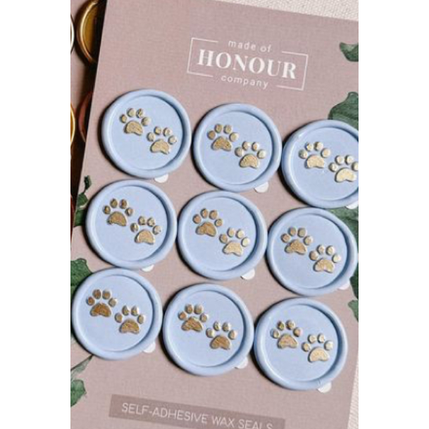 

(WGI) Two Paw (Soft LIlac Gold Ink) - 1 Pcs Wax Seal Coin Instan Siap Pakai HS21 / Segel undangan wax seal DIY / Hampers / Souvenir / Hadiah / Hiasan / art & Craft / candle wax seal coin langsung tempel sudah include double tape