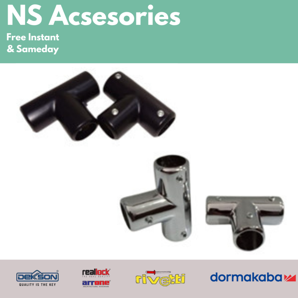 KONEKTOR PIPA T GLASS CLAMP CONECTOR PIPA KUNINGAN Black & Stainless