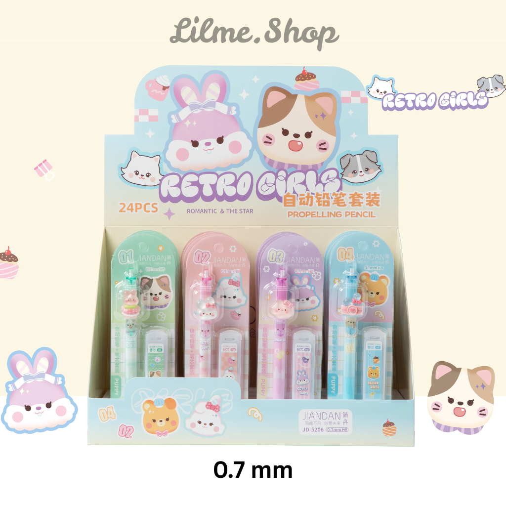 

Pensil Mekanik 0.7 mm Lucu Retro Cute Bunny Girl Akrilik + Refill / Alat Tulis Pensil Anak Set