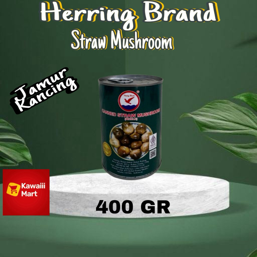 

Herring Brand Straw Mushroom 425 gr Jamur kancing Halal canned