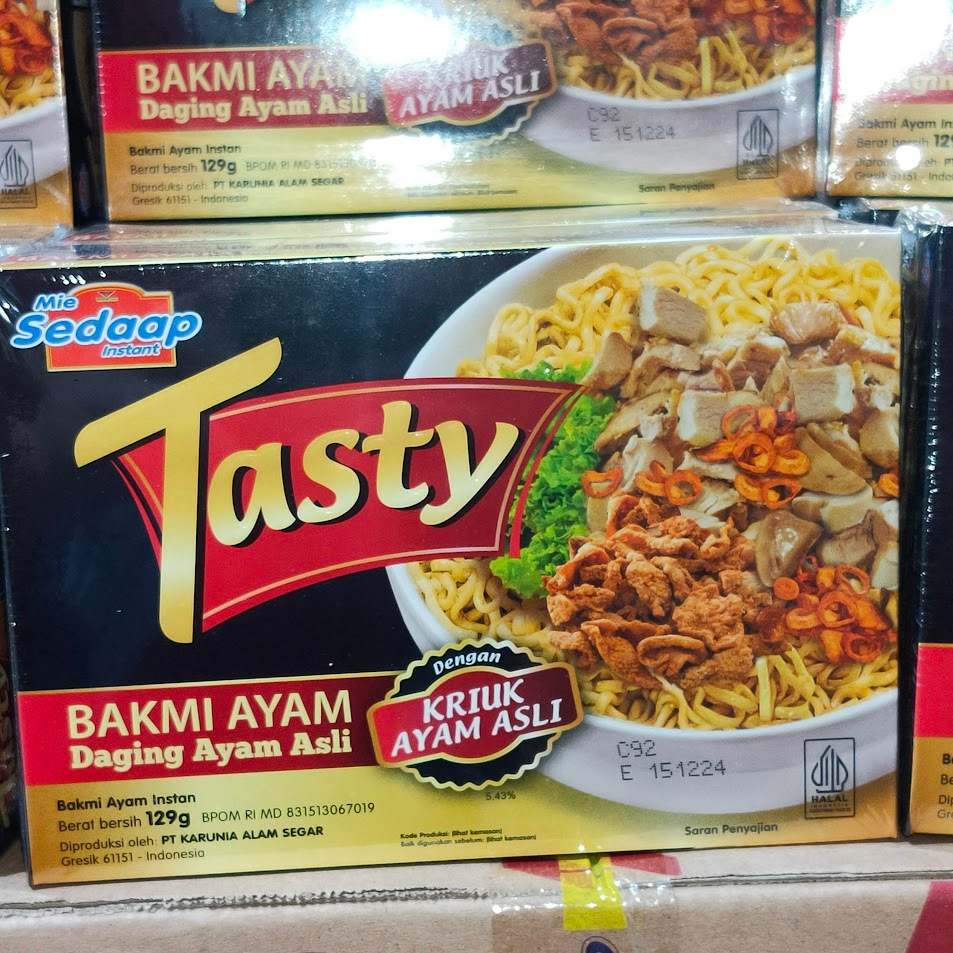 

MIE Sedap Tasty Instant Bakmi Kriuk Ayam Asli 129GR 1karton isi 12pcs