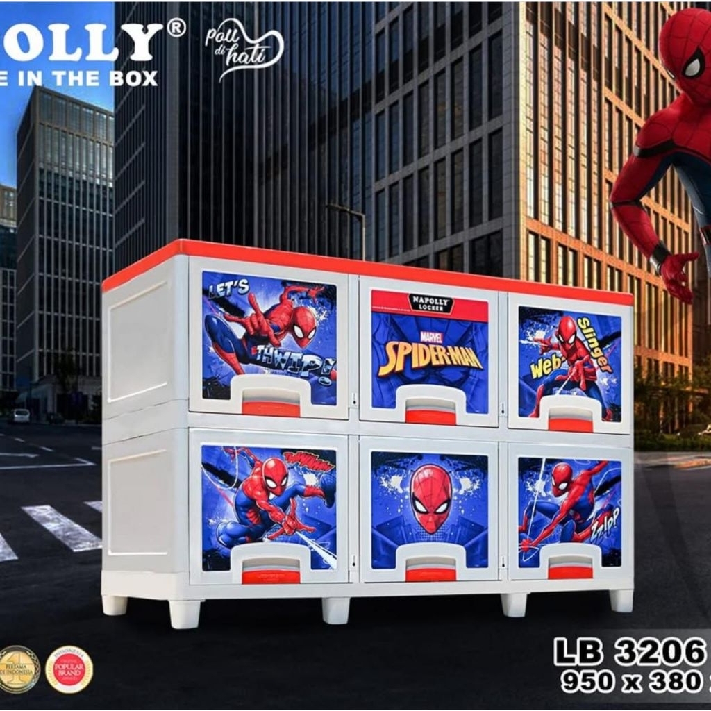 locker box 3206 karakter spiderman napolly laci locker box 6 kotak