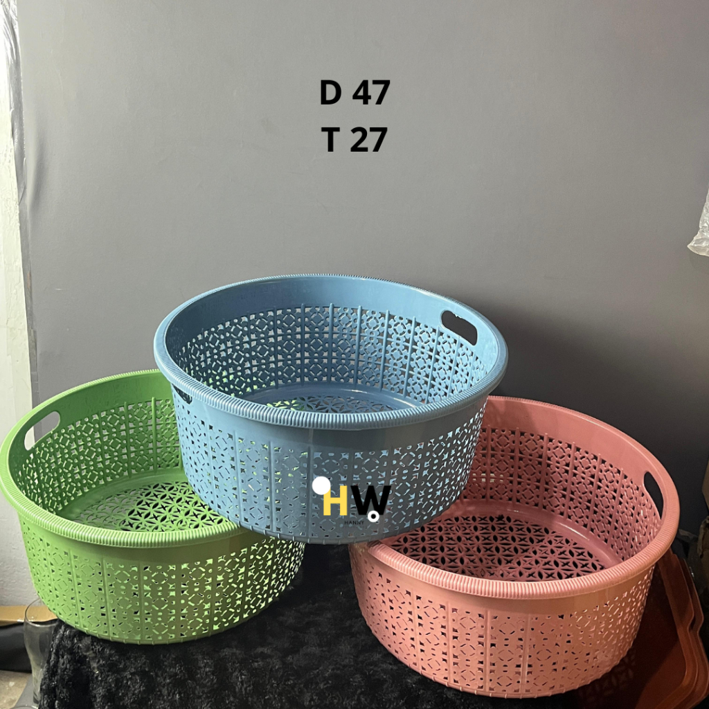 Keranjang Buah Besar / Keranjang Bulat Plastik/ Baskom Bulat Lubang SERBAGUNA / WASKOM BASKOM SERBAG