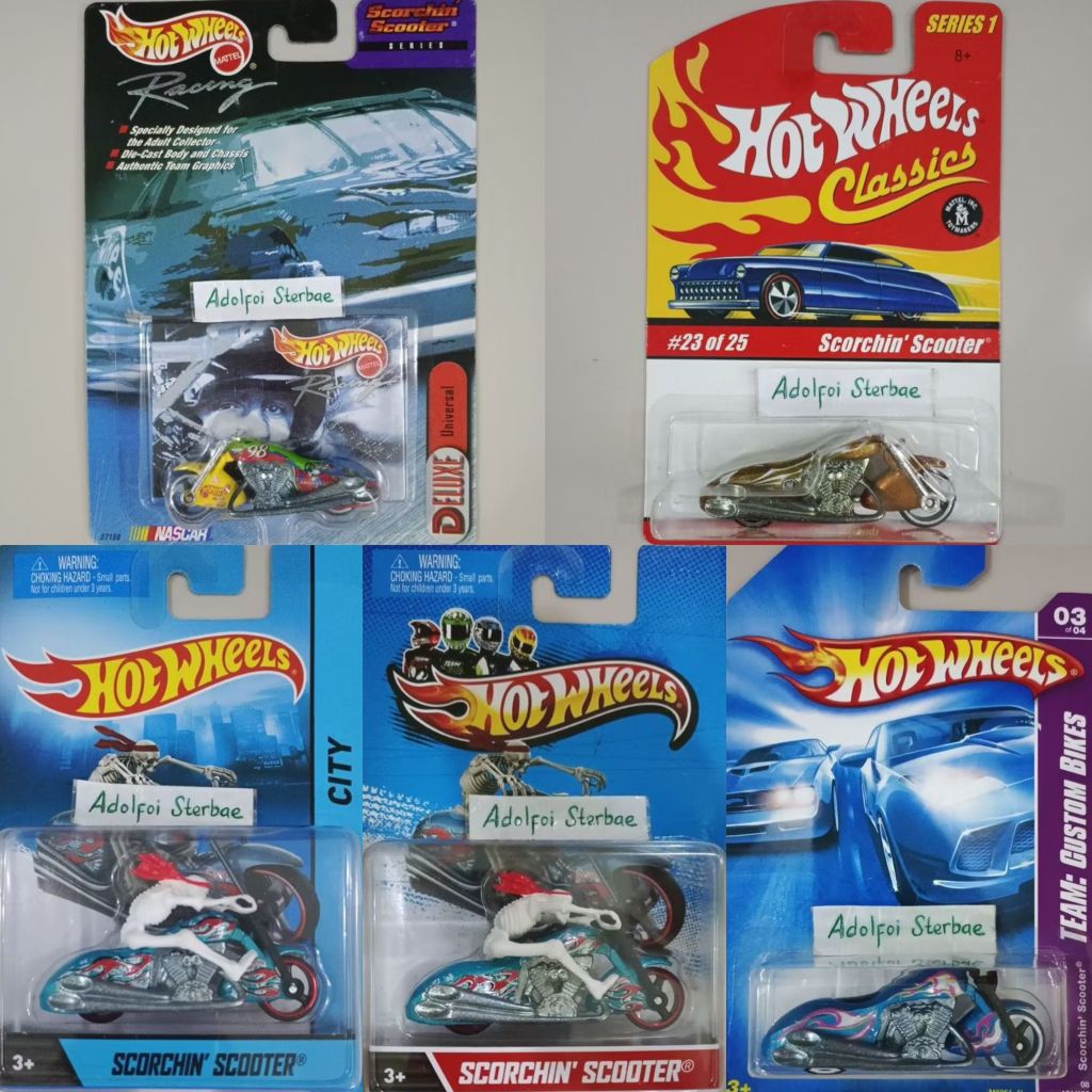 hotwheels hot wheels scorchin scooter edisi classics motor die-cast body & chassis special paint lim