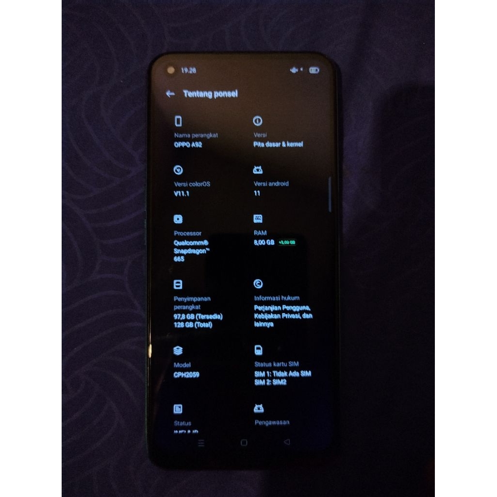Oppo A92 Ram 8gb+5gb/128gb mulus hp gaming termurah