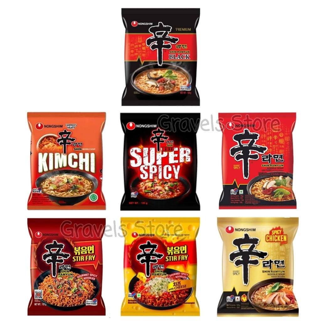 

[HALAL] Shin Ramyun Noodle Original Korea - Shin Ramen Black / Super Spicy / Kimchi / Spicy Chicken / Cheese / Stir Fried Fry