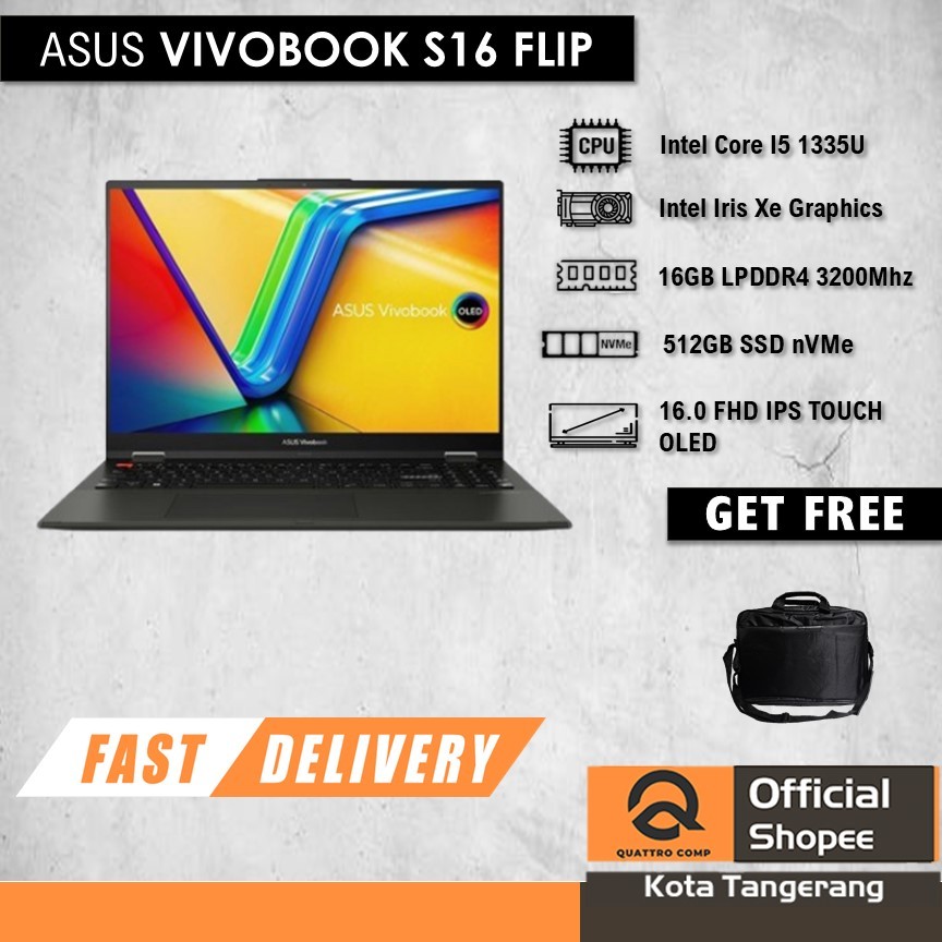 ASUS VIVOBOOK S16 FLIP TP3604VA TOUCH I5 1335 16GB 512GB W11 16.0 WUXGA IPS