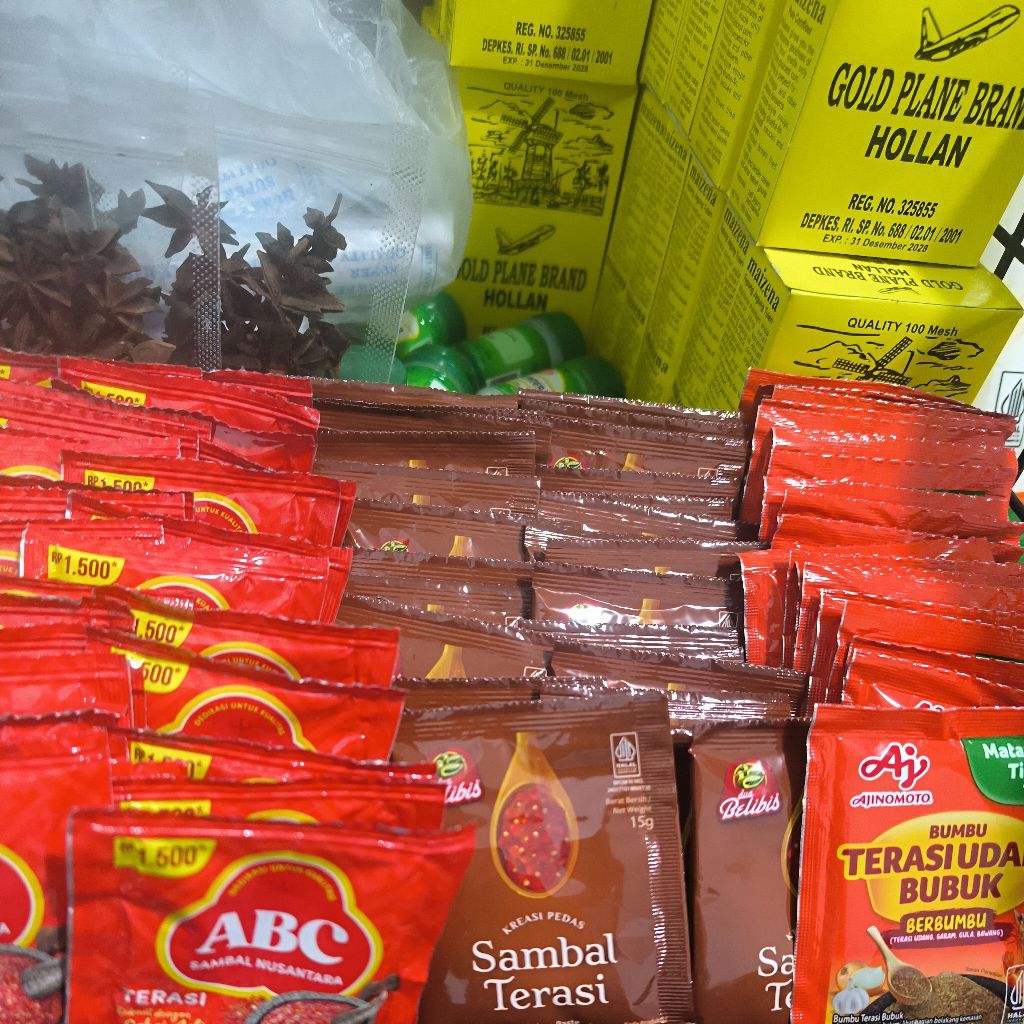 

Sambal Terasi Sachet Berbagai Merk | Terasi Bubuk