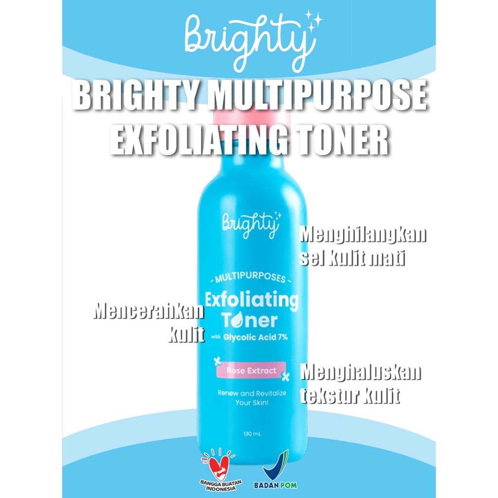 Brighty Multipurpose Exfoliating Toner pencerah badan pencerah ketiak pemutih leher pencerah leher