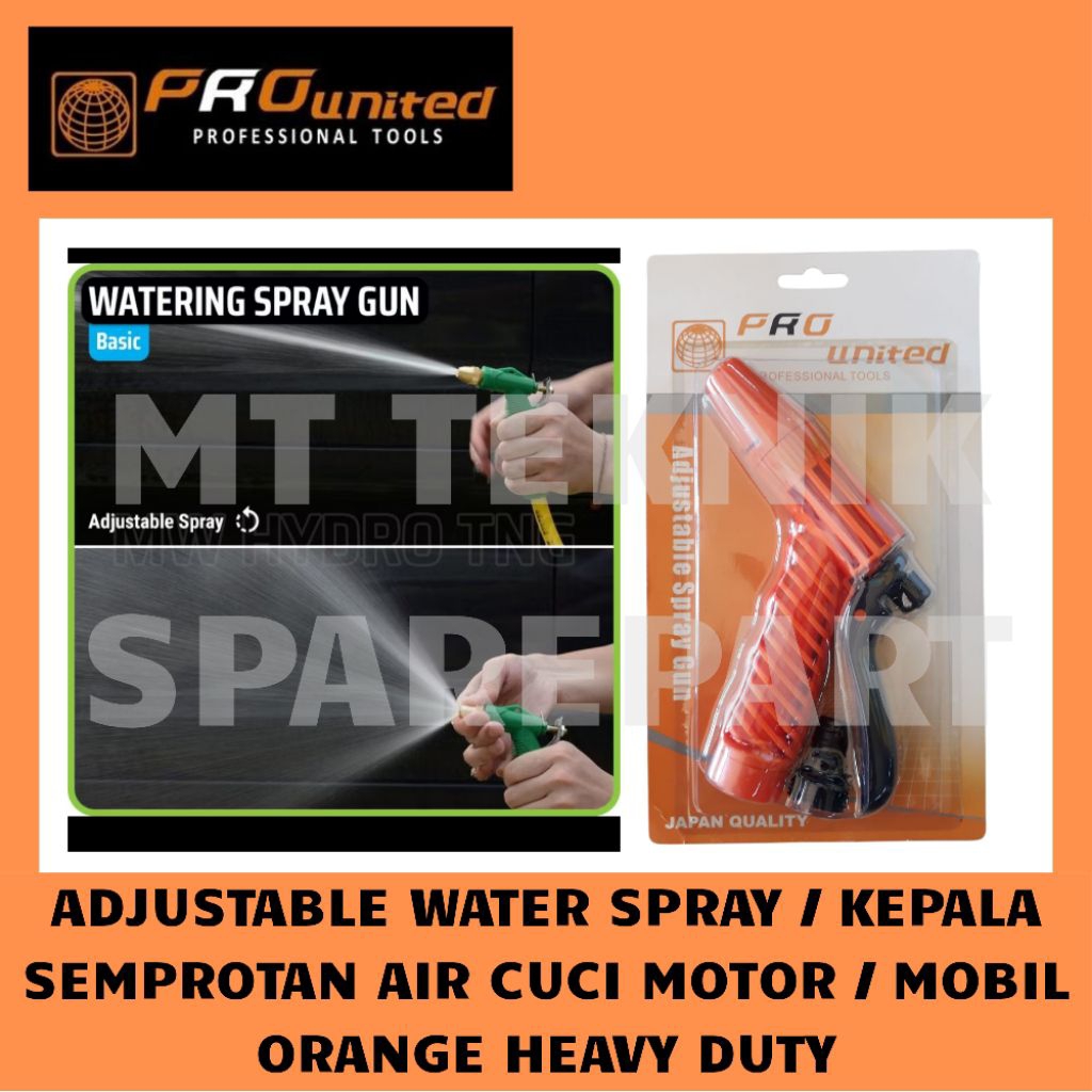 ADJUSTABLE WATER SPRAY GUN KEPALA  SEMPROTAN AIR SPRAY GUN ORANGE HIGH PRESSURE