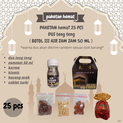 

paketan hemat coklat turki dus teng teng untuk oleh oleh haji/umroh 25 pcs (botol isi air zam zam 50 ml)