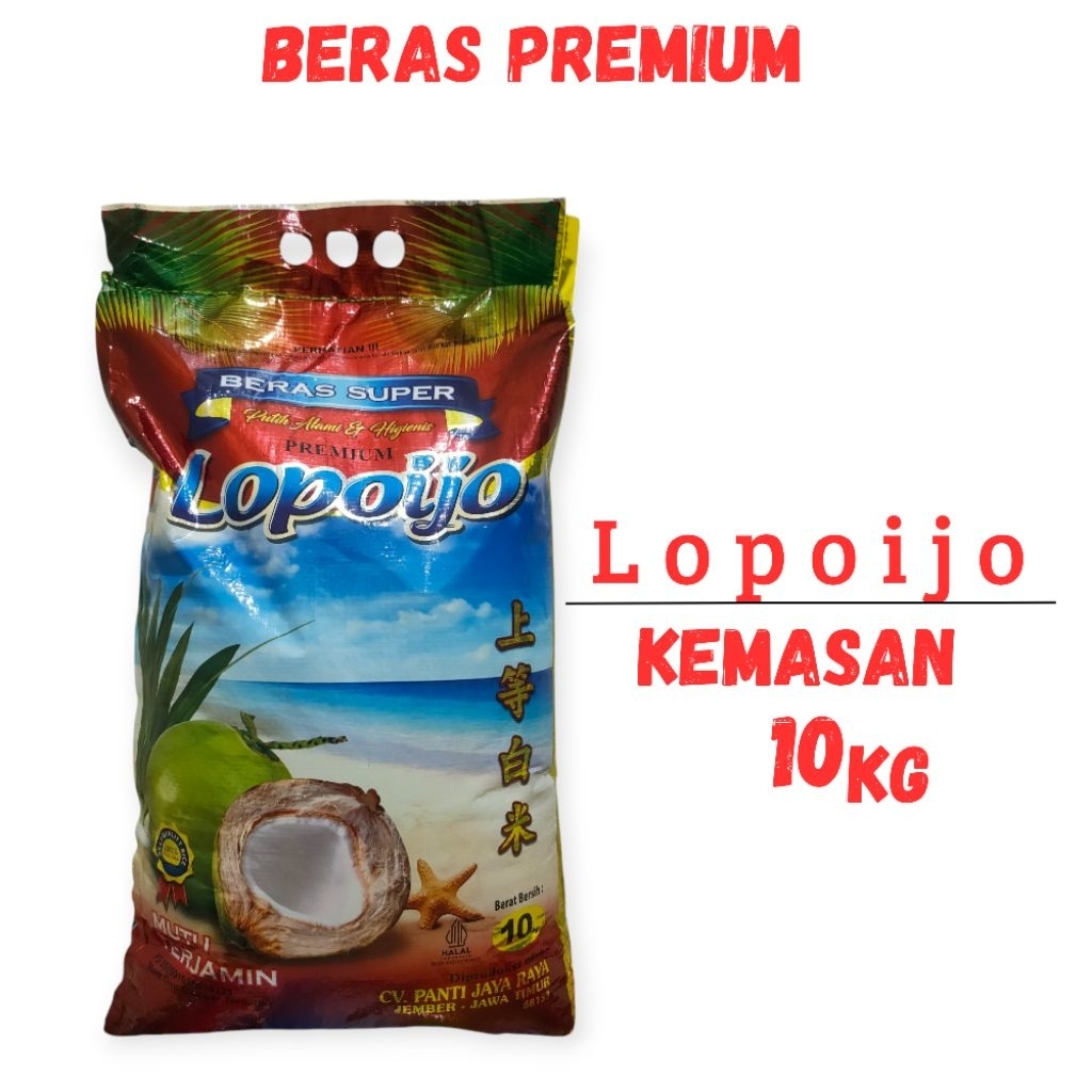 

Beras Lopoijo 10kg | Beras Premium| Beras pulen & Punel anti Semut